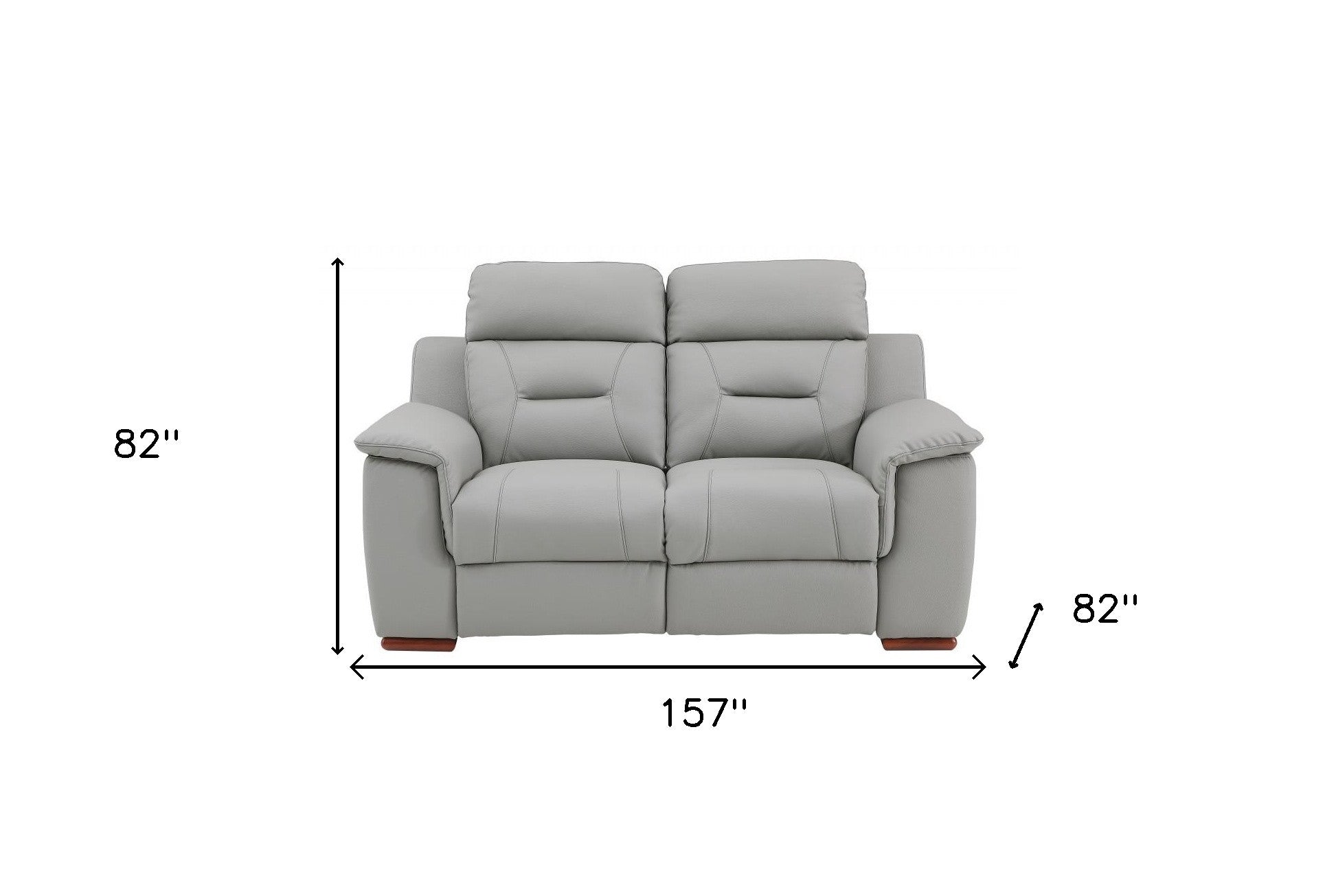 Two Piece Indoor Gray Genuine Leather Five Person Seating Set-8
