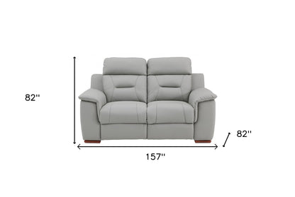 Two Piece Indoor Gray Genuine Leather Five Person Seating Set-8