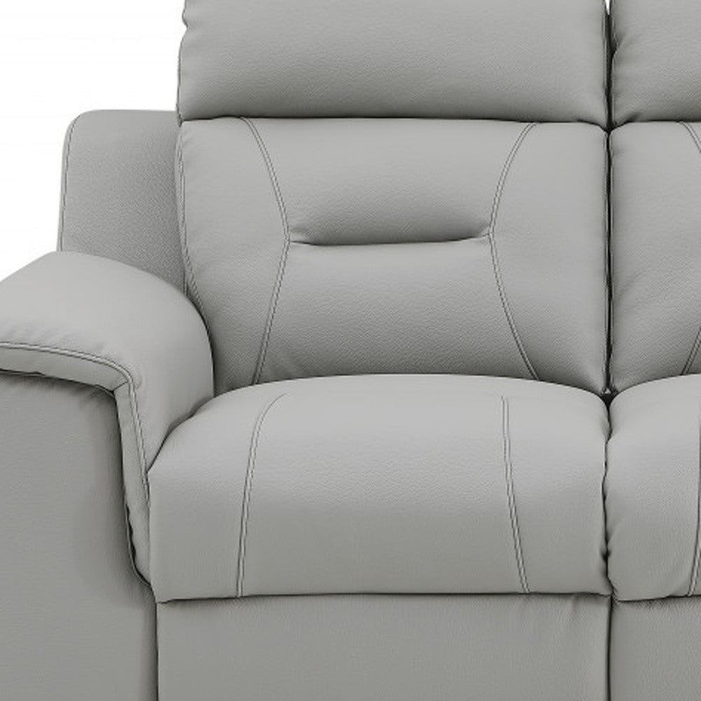 Two Piece Indoor Gray Genuine Leather Five Person Seating Set-5