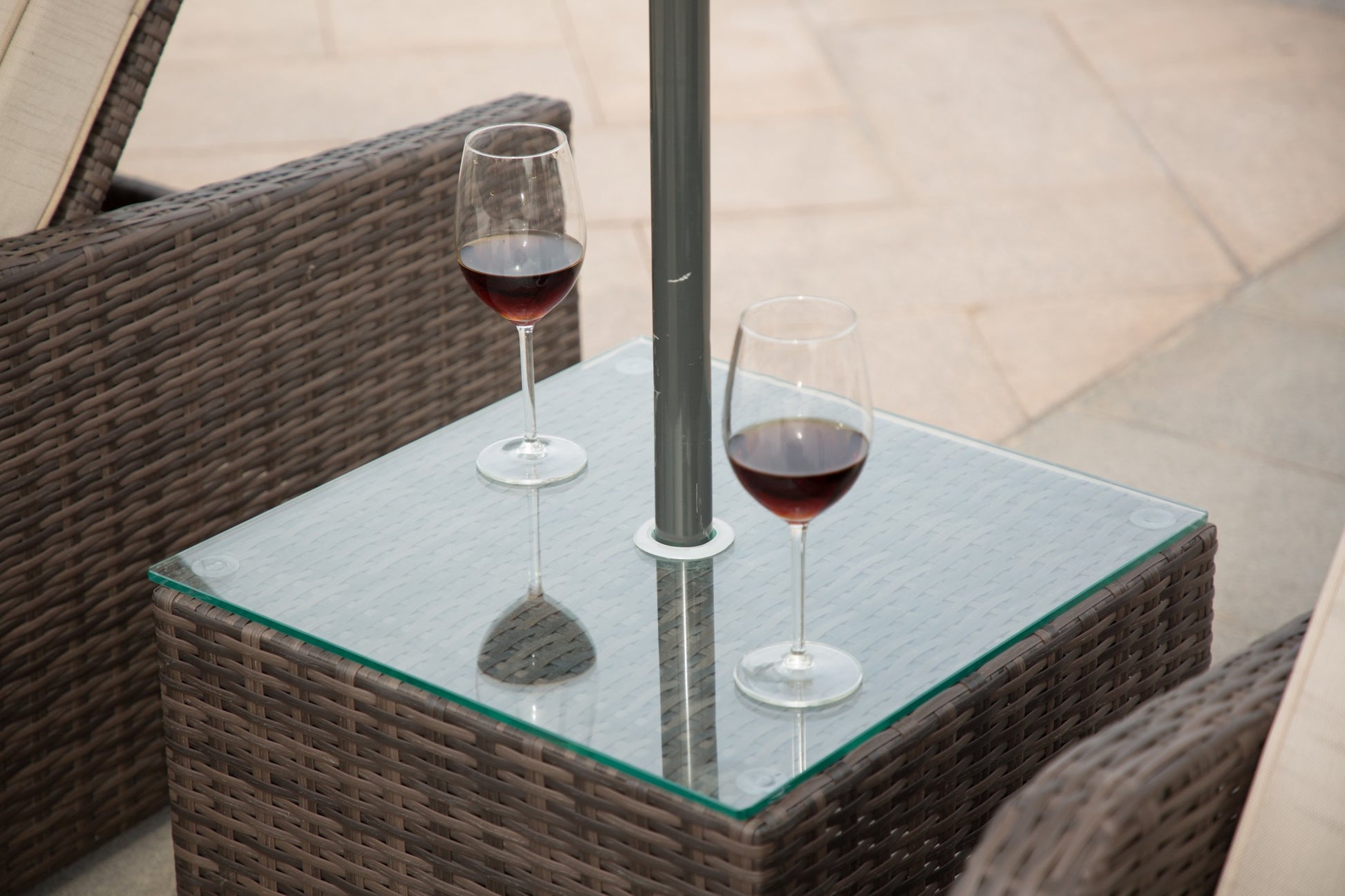 78" Set of Two Brown Indoor Outdoor Chaise Lounge with Beige Cushion-6