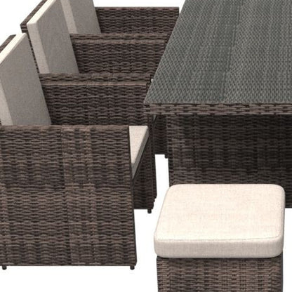 11 Piece Clear and Gray Glass Dining Set-2