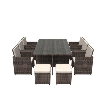 11 Piece Clear and Gray Glass Dining Set-0