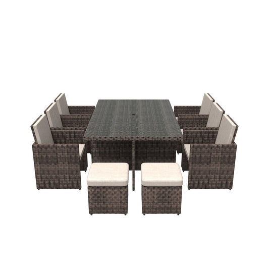 11 Piece Clear and Gray Glass Dining Set-0