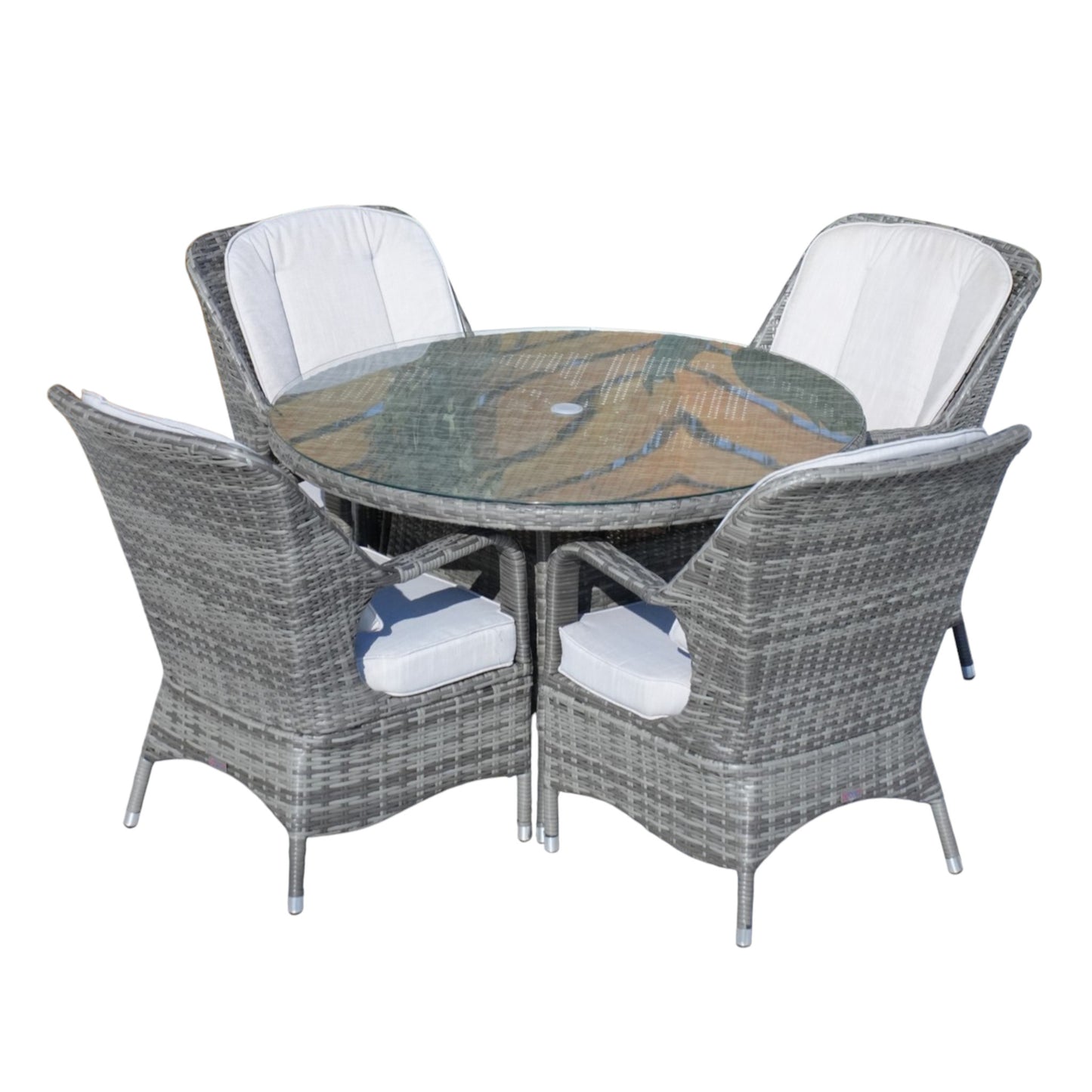 Five Piece Gray Round Glass Dining Set-3