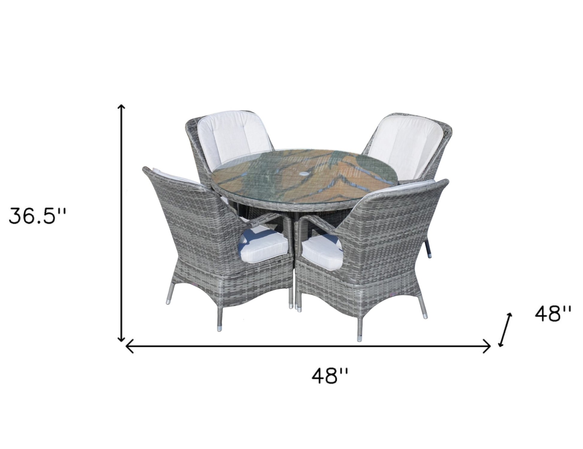 Five Piece Gray Round Glass Dining Set-8