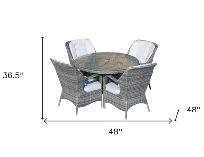 Five Piece Gray Round Glass Dining Set-8