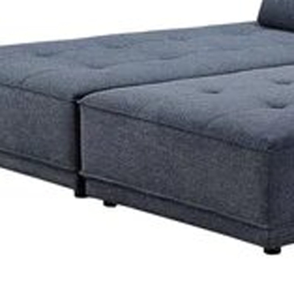 Blue 100% Polyester Stationary L Shaped Two Piece Sofa And Chaise-4