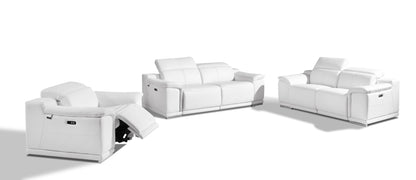 Three Piece Indoor White Italian Leather Six Person Seating Set-0