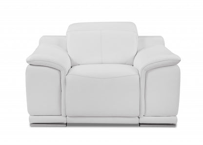 Three Piece Indoor White Italian Leather Six Person Seating Set-2