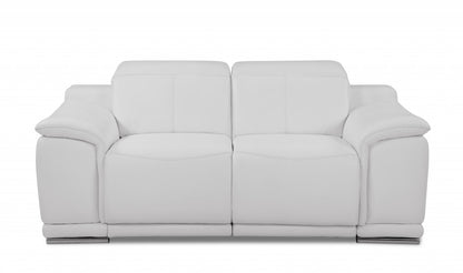 Three Piece Indoor White Italian Leather Six Person Seating Set-3