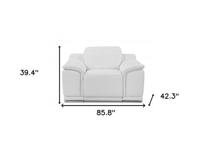 Three Piece Indoor White Italian Leather Six Person Seating Set-6