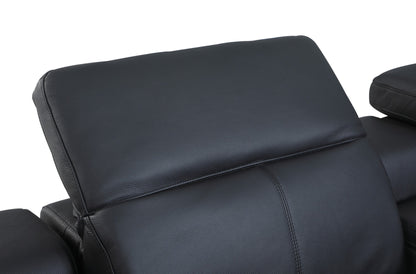 Black Italian Leather Power Reclining U Shaped Seven Piece Corner Sectional With Console-7