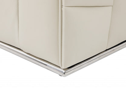 Beige Italian Leather Reclining L Shaped Two Piece Corner Sectional-2