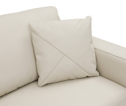 Beige Italian Leather Reclining L Shaped Two Piece Corner Sectional-4