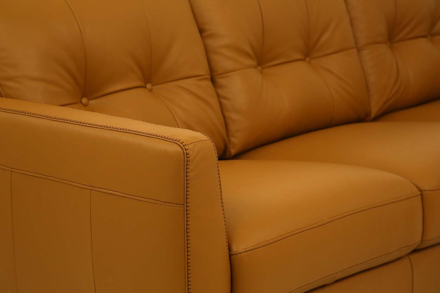 83" Orange Leather Sofa With Black Legs-8