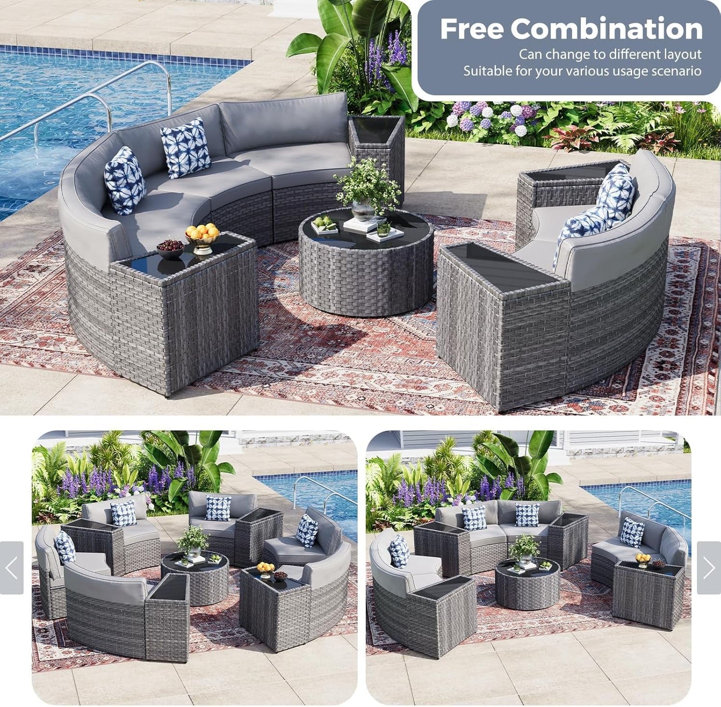 Curved Rattan Sectional Sofa Set for Outdoor Relaxation-2
