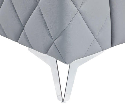 70" Light Blue And Silver Metallic Top Grain Leather Loveseat-5