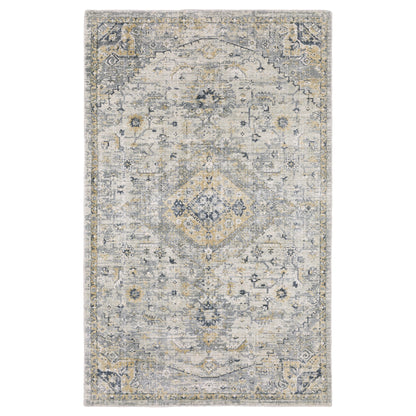 8' X 10' Gray And Gold Medallion Hand Tufted Area Rug-5
