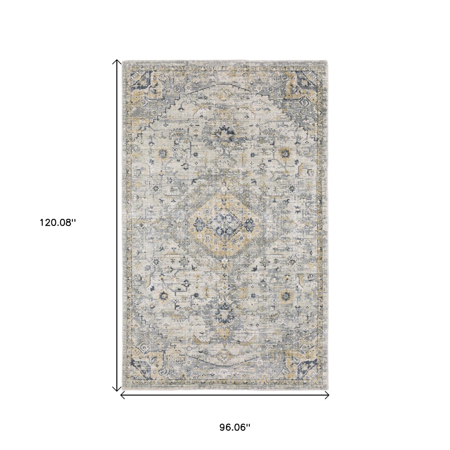 8' X 10' Gray And Gold Medallion Hand Tufted Area Rug-2
