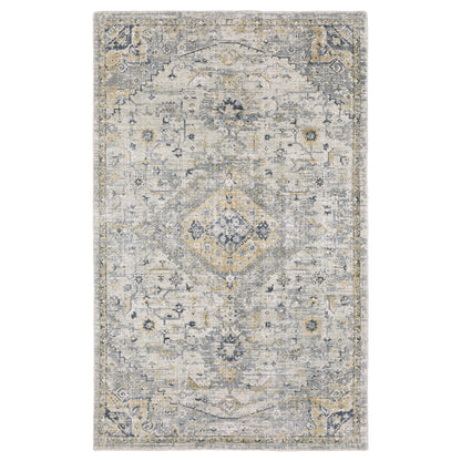 8' X 10' Gray And Gold Medallion Hand Tufted Area Rug-1
