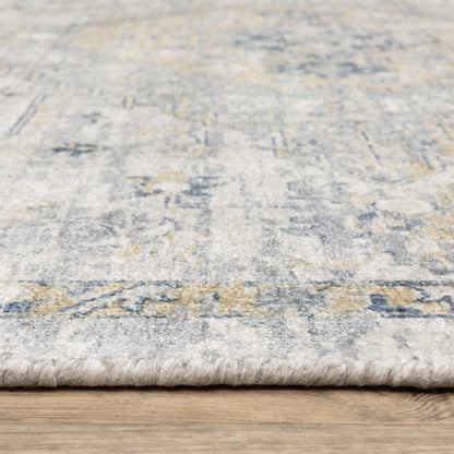 8' X 10' Gray And Gold Medallion Hand Tufted Area Rug-6