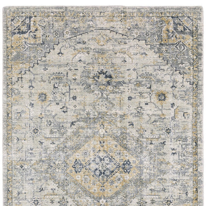 8' X 10' Gray And Gold Medallion Hand Tufted Area Rug-4