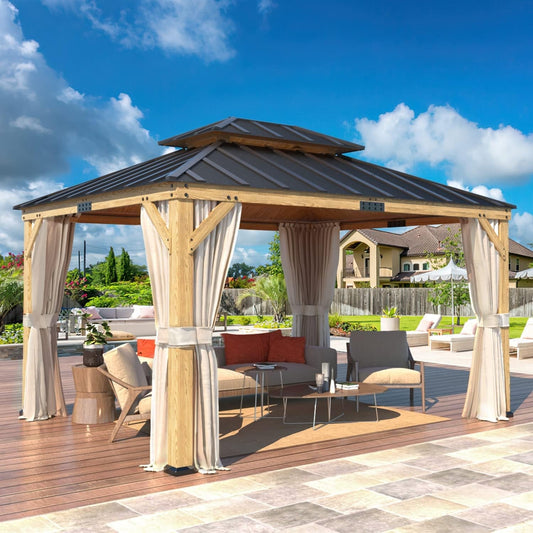 Spruce Wood Double Roof Gazebo 11x13-0