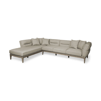 Beige Fabric L Shaped Sofa and Chaise Sectional With Toss Pillows-1