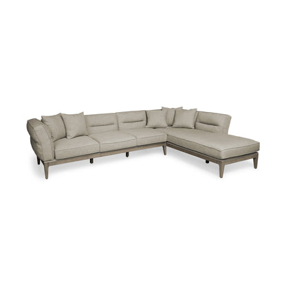 Beige Fabric L Shaped Sofa and Chaise Sectional With Toss Pillows-3