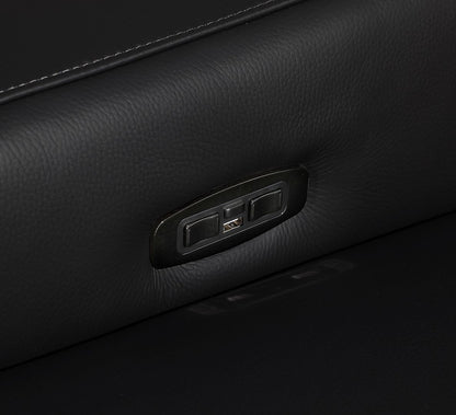 Black Italian Leather Power Reclining U Shaped Eight Piece Corner Sectional With Console-7