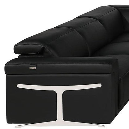 Black Italian Leather Power Reclining U Shaped Ten Piece Corner Sectional With Console-7