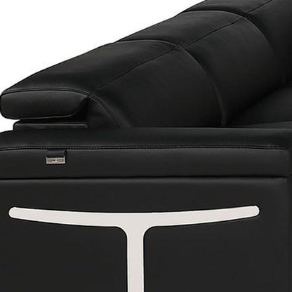 Black Italian Leather Power Reclining U Shaped Ten Piece Corner Sectional With Console-6