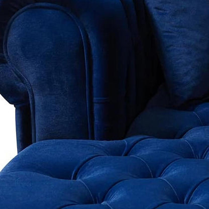 Blue Velvet U Shaped Three Piece Sofa and Chaise Sectional With Toss Pillows-5