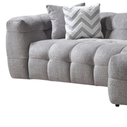 Light Gray Boucle L Shaped Two Piece Sofa and Chaise Sectional With Toss Pillows-7