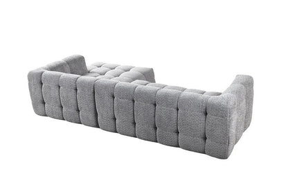 Light Gray Boucle L Shaped Two Piece Sofa and Chaise Sectional With Toss Pillows-2