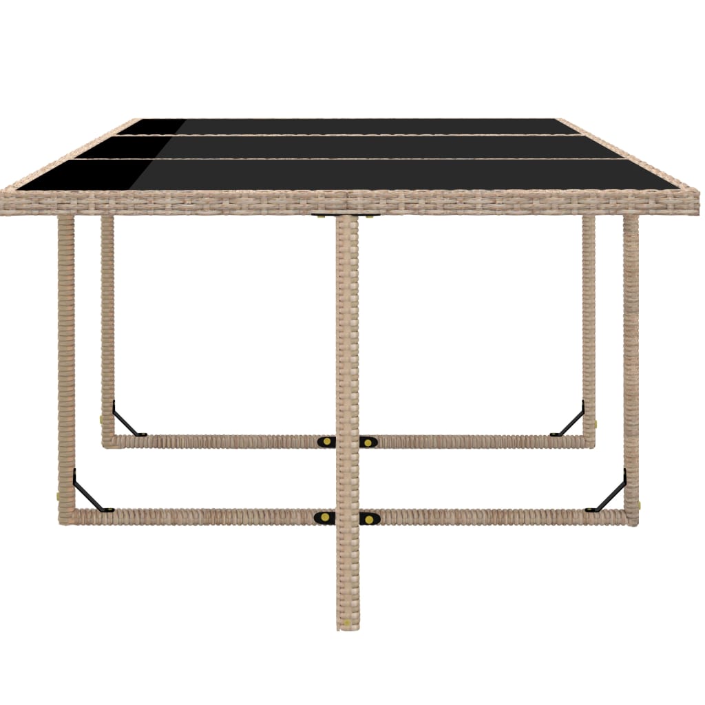 vidaXL 11 Piece Patio Dining Set with Cushions Poly Rattan Beige-1