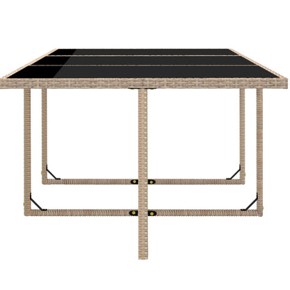 vidaXL 11 Piece Patio Dining Set with Cushions Poly Rattan Beige-1