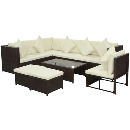 vidaXL Patio Furniture Set 8 Piece Sectional Sofa with Cushions Poly Rattan-1