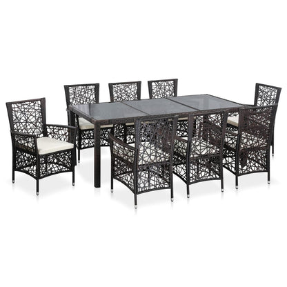 vidaXL 9 Piece Patio Dining Set Poly Rattan Gray-11