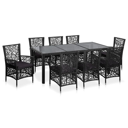 vidaXL 9 Piece Patio Dining Set Poly Rattan Gray-8