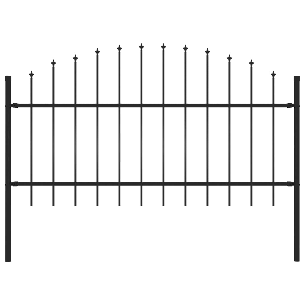 vidaXL Garden Fence Patio Privacy Screen Fence Wall with Spear Top Steel Black-3