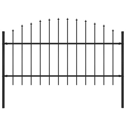 vidaXL Garden Fence Patio Privacy Screen Fence Wall with Spear Top Steel Black-3