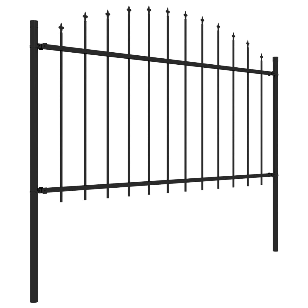 vidaXL Garden Fence Patio Privacy Screen Fence Wall with Spear Top Steel Black-0