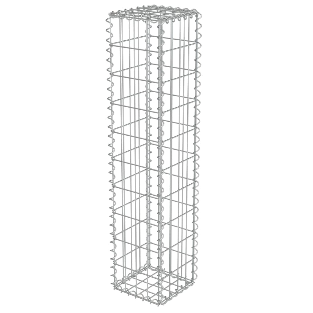 vidaXL Gabion Wall Gabion Basket Post Gabion Wall with Covers Galvanized Steel-0