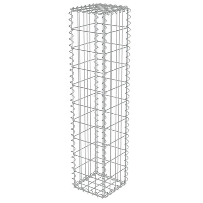 vidaXL Gabion Wall Gabion Basket Post Gabion Wall with Covers Galvanized Steel-0