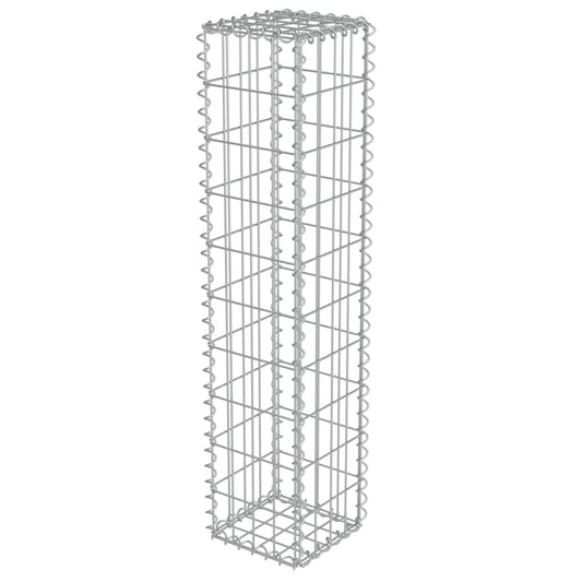 vidaXL Gabion Wall Gabion Basket Post Gabion Wall with Covers Galvanized Steel-0