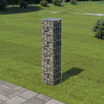 vidaXL Gabion Wall Gabion Basket Post Gabion Wall with Covers Galvanized Steel-5