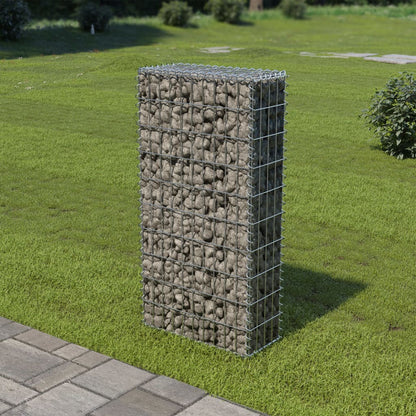 vidaXL Gabion Wall Gabion Basket Post Gabion Wall with Covers Galvanized Steel-7