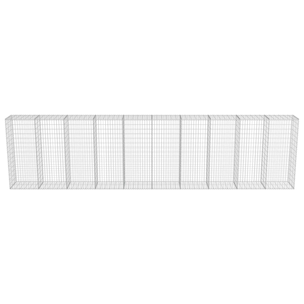 vidaXL Gabion Wall Gabion Basket Post Gabion Wall with Covers Galvanized Steel-1