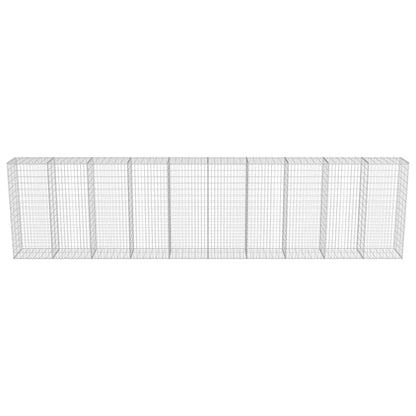vidaXL Gabion Wall Gabion Basket Post Gabion Wall with Covers Galvanized Steel-1